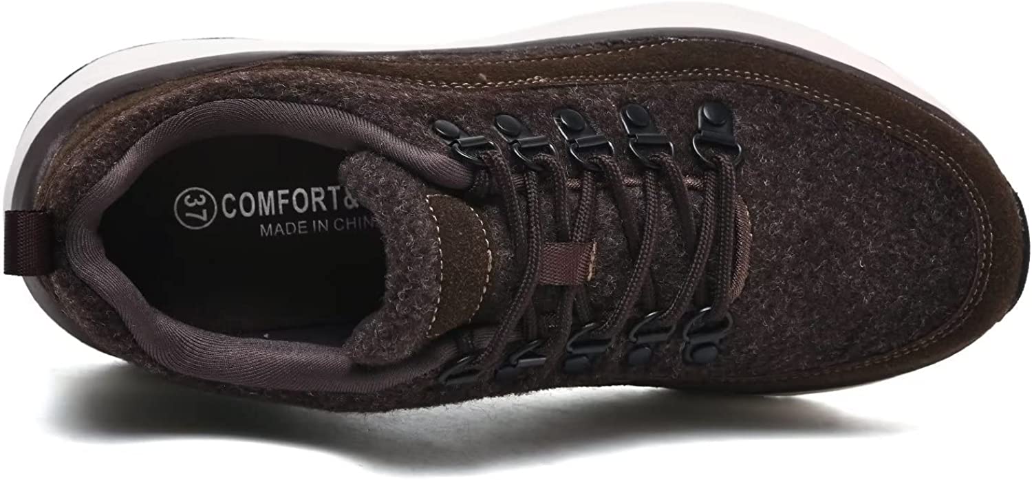 Womens Winter Walking Shoes Comfortable Non-Slip Sneaker Ladies Lace-up Warm Tennis Shoes