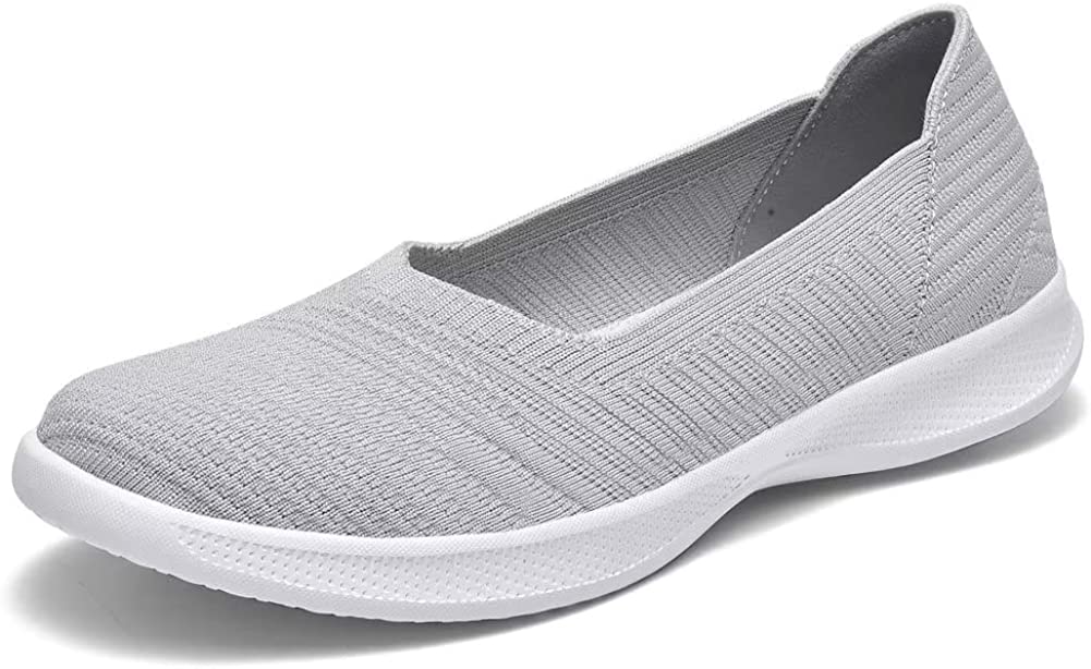 Womens Slip On Walking Shoes Breathable Mesh Casual Flats Shoes Low-Top Lightweight Loafers