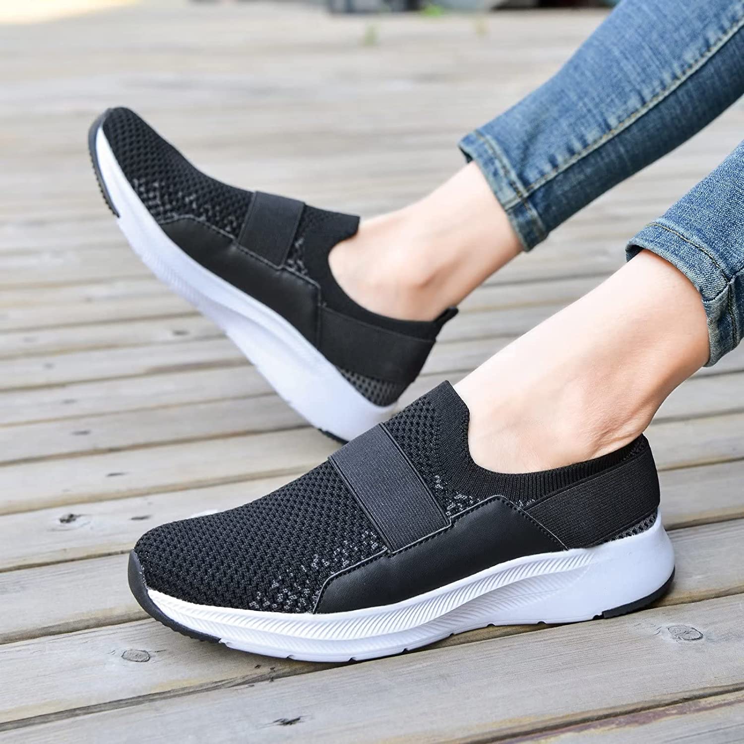 Women Casual Slip-on Walking Tenni Shoes -Comfortable Gym Running Yoga Sneaker