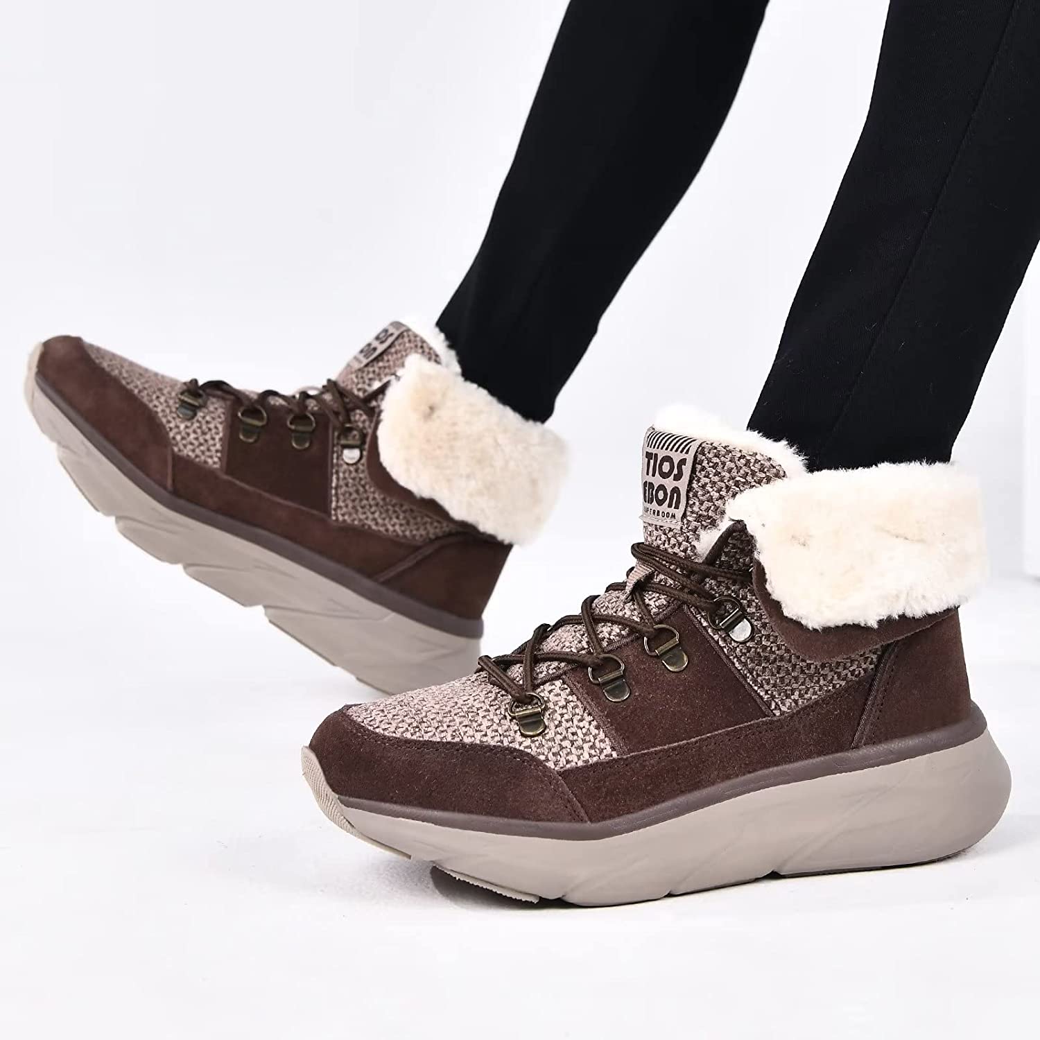 Womens Winter Snow Boots Warm Fur Lining Ankle Booties Comfortable Slip on Resistant Walking Outdoor Shoes