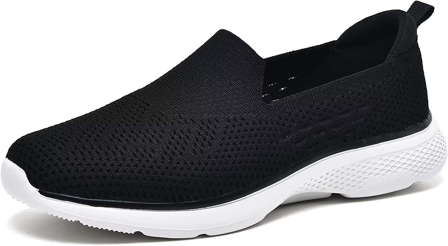 Women Casual Slip-on Walking Running Shoes - Breathable Workout Gym Work Sneaker Black