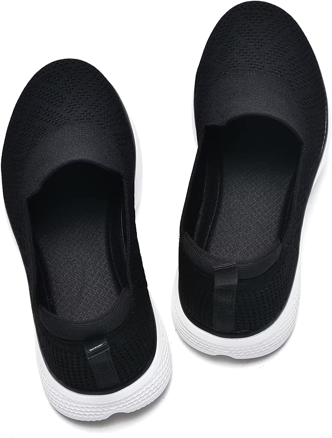 Women Casual Slip-on Walking Running Shoes - Breathable Workout Gym Work Sneaker Black